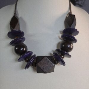 Paparazzi Bold Purple and Brown Necklace Wood